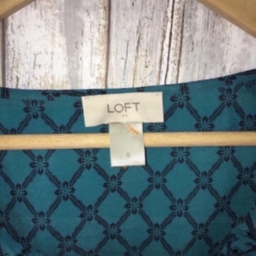 Loft Turquoise Tie Neck Blouse - Picture 4 of 4